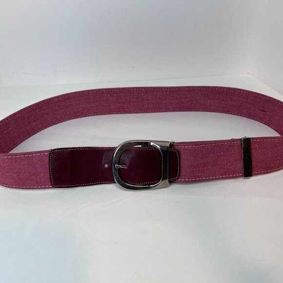 Vintage Royal Coachman Belt Medium 34-38 Red & Burgundy Canvas Silver Buckle - Picture 3 of 12